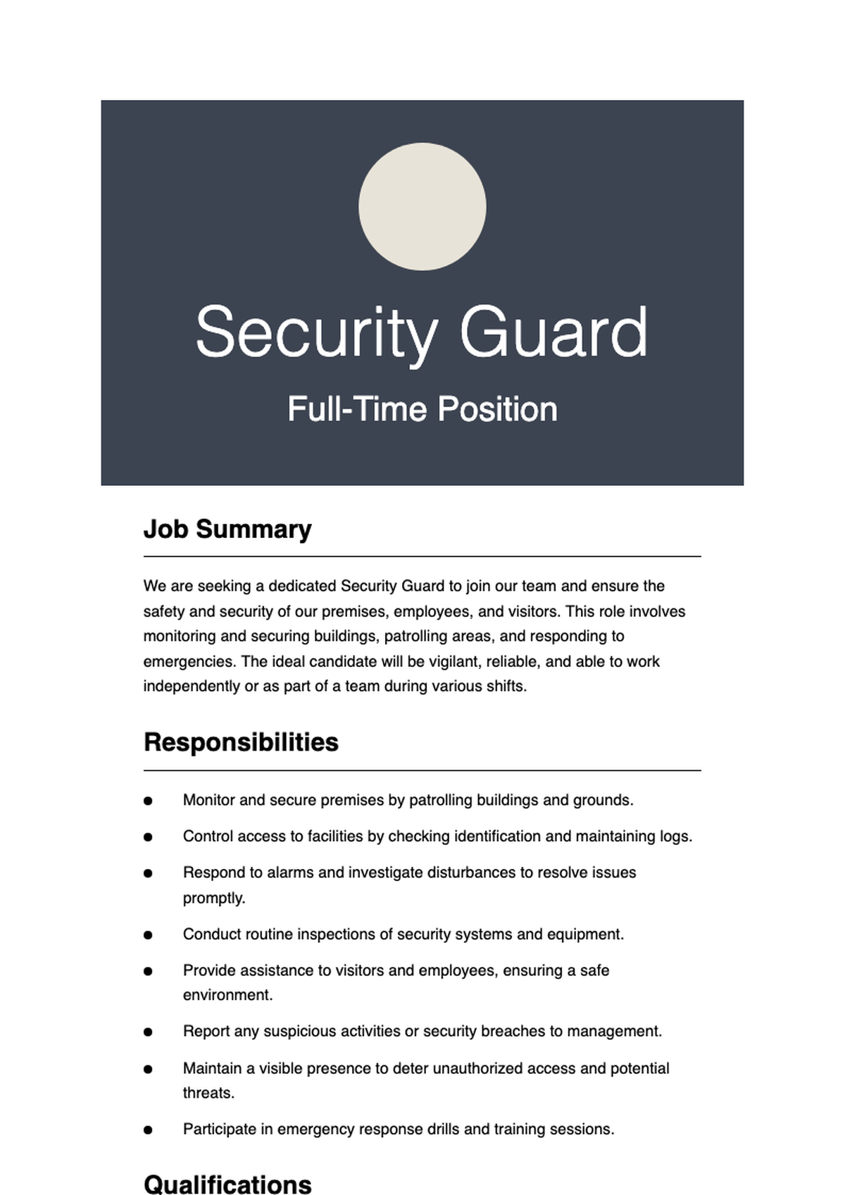 Professional security guard resume with photo and skills section_variant_2